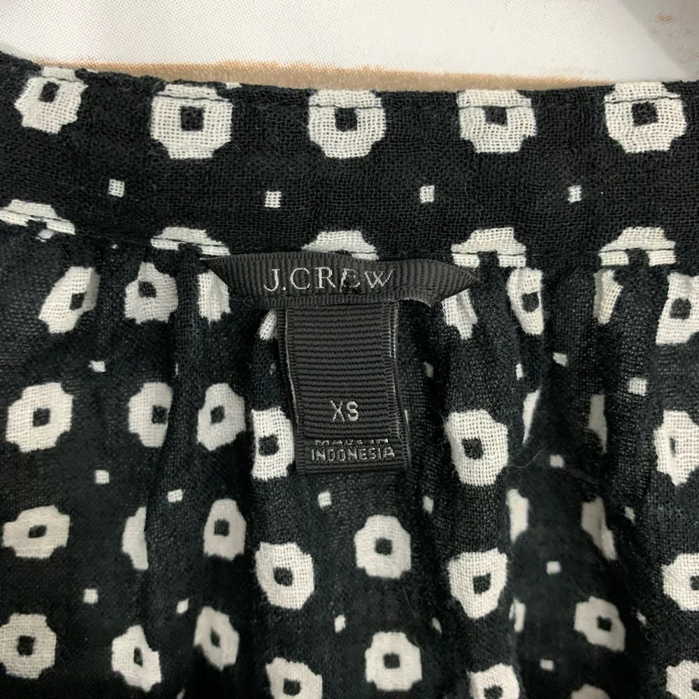 J Crew Jane Black White Cotton Tassel Tie Dress